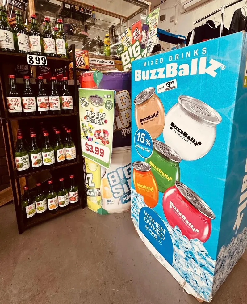 Korean soju and ready-to-drink beverages displayed inside Midland Food Center